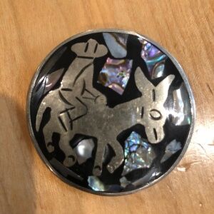 Vtg Silver with Abolone Inlay Brooch/Pin from Mexico